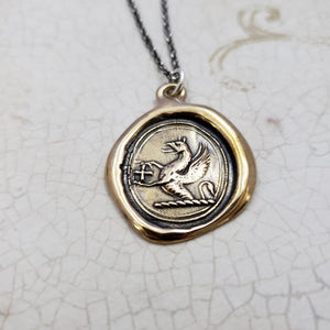 Griffin and Cross in Bronze - Guardianship and Faith