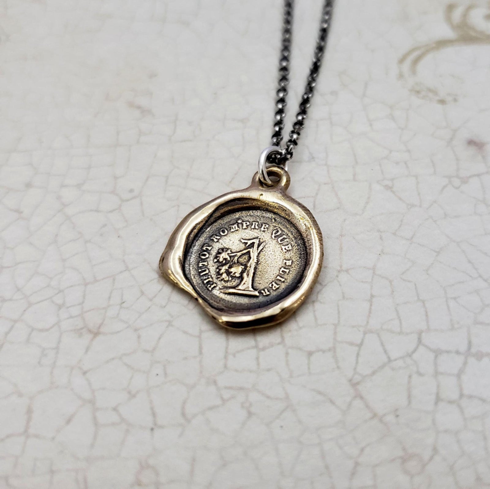 Oak Tree Pendant - 'I will break before I bend' in Bronze