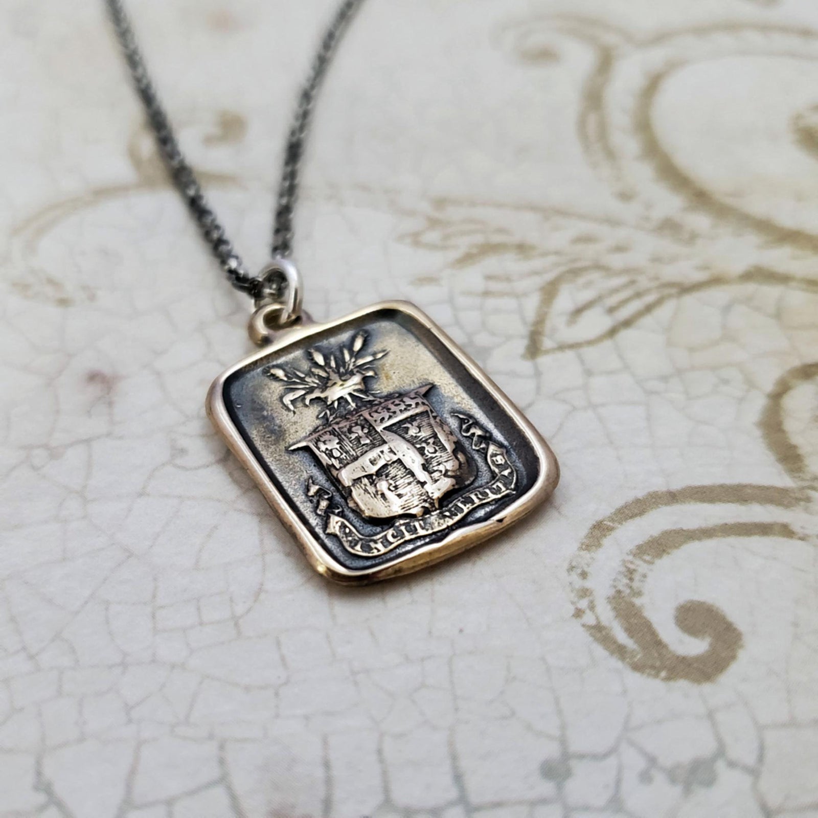 Wheat and Crown - Truth Prevails Wax Seal Pendant in Bronze