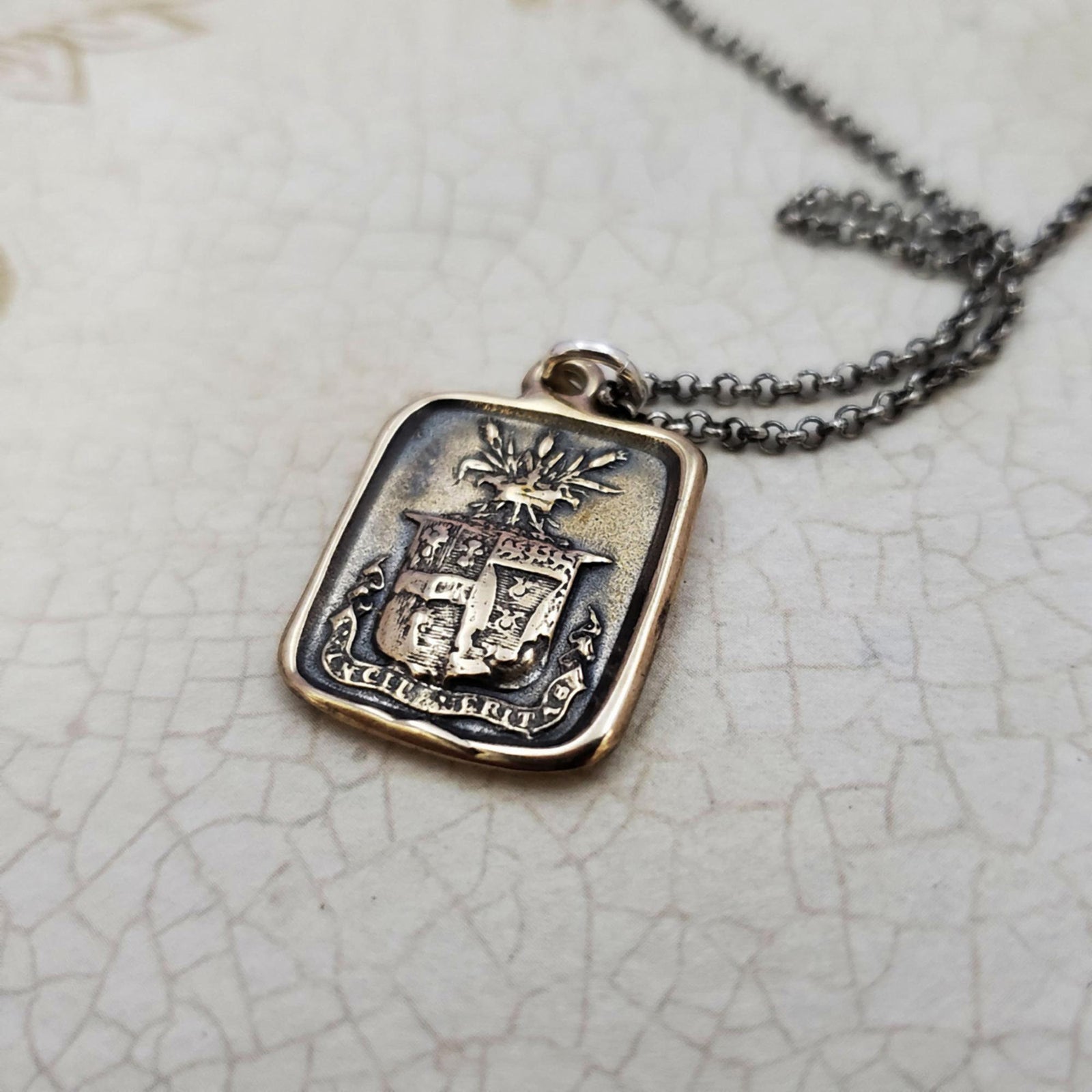 Wheat and Crown - Truth Prevails Wax Seal Pendant in Bronze
