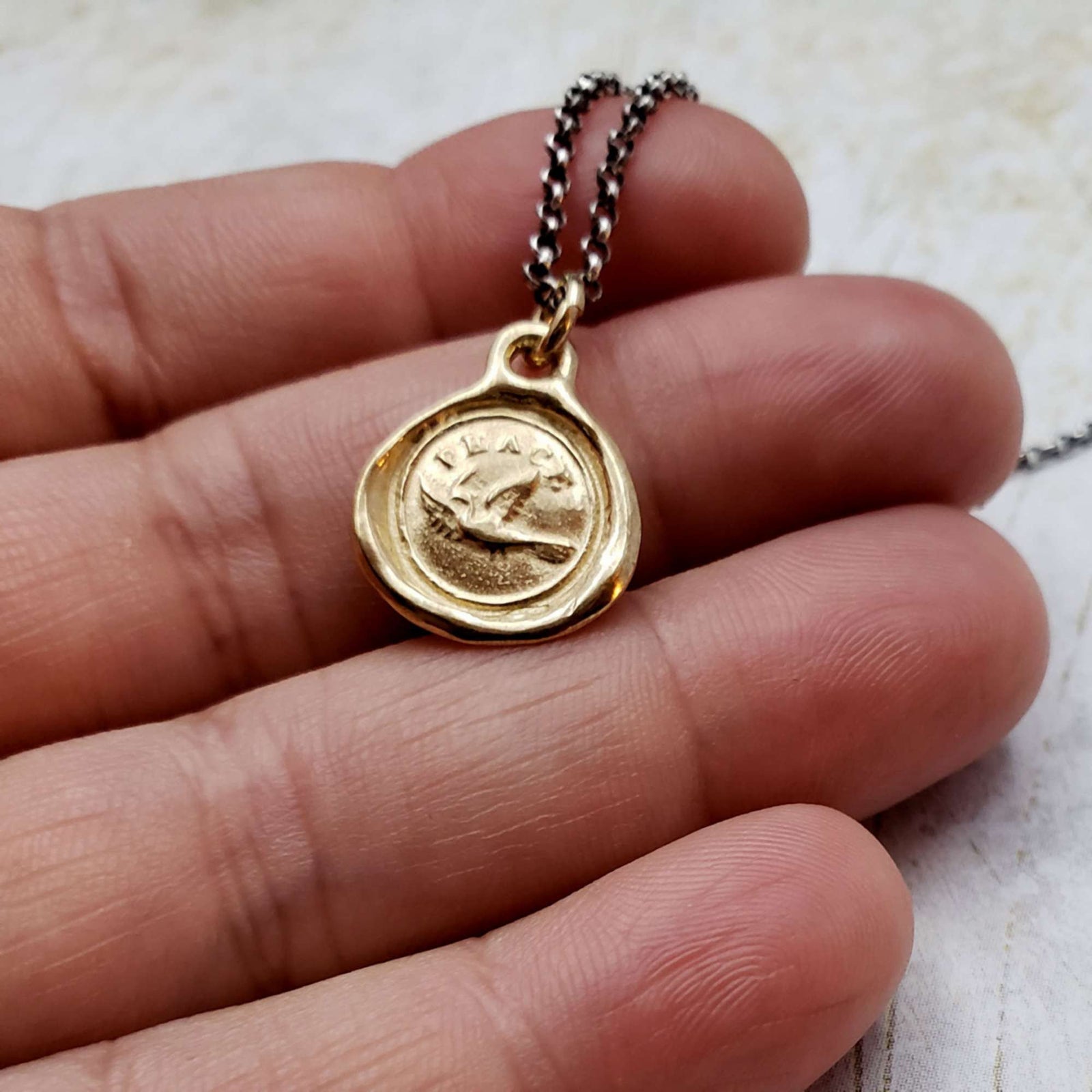 Peace Dove Necklace in Gold Vermeil