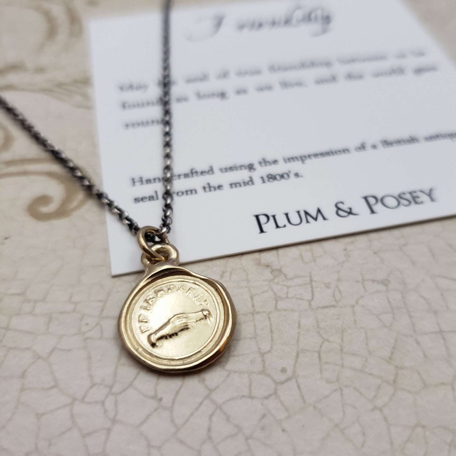 Friendship - Clasped Hands Friendship Necklace in Gold Vermeil