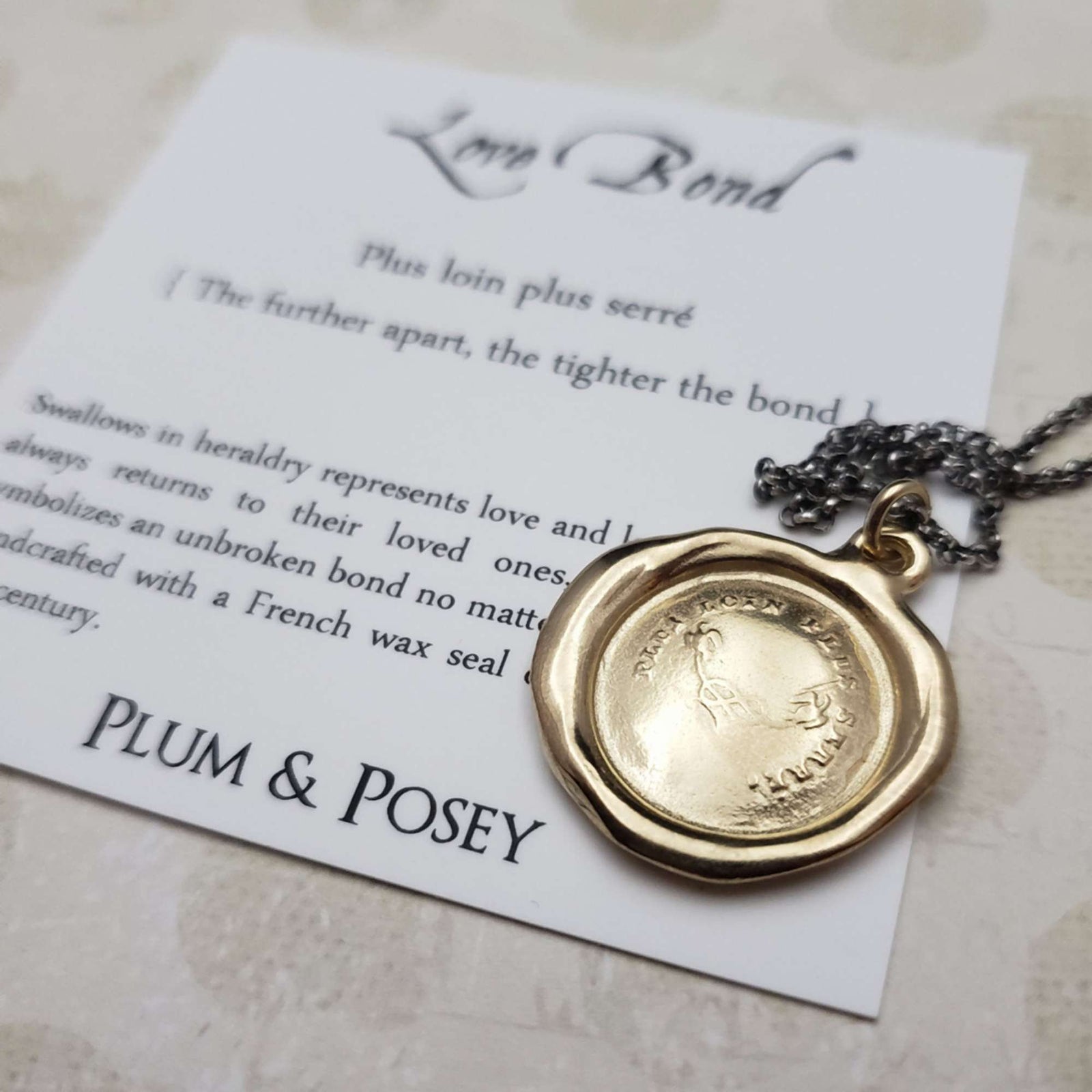 Swallow & Love Knot - The further apart, the tighter the bond in Gold Vermeil