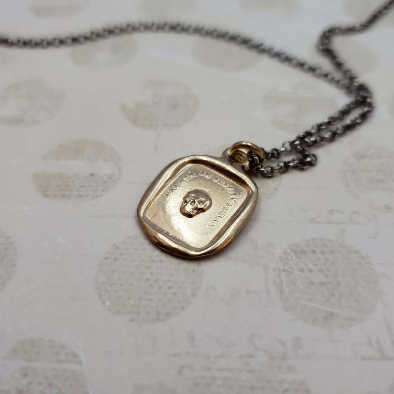 Skull Memento Mori Necklace in Gold Vermeil