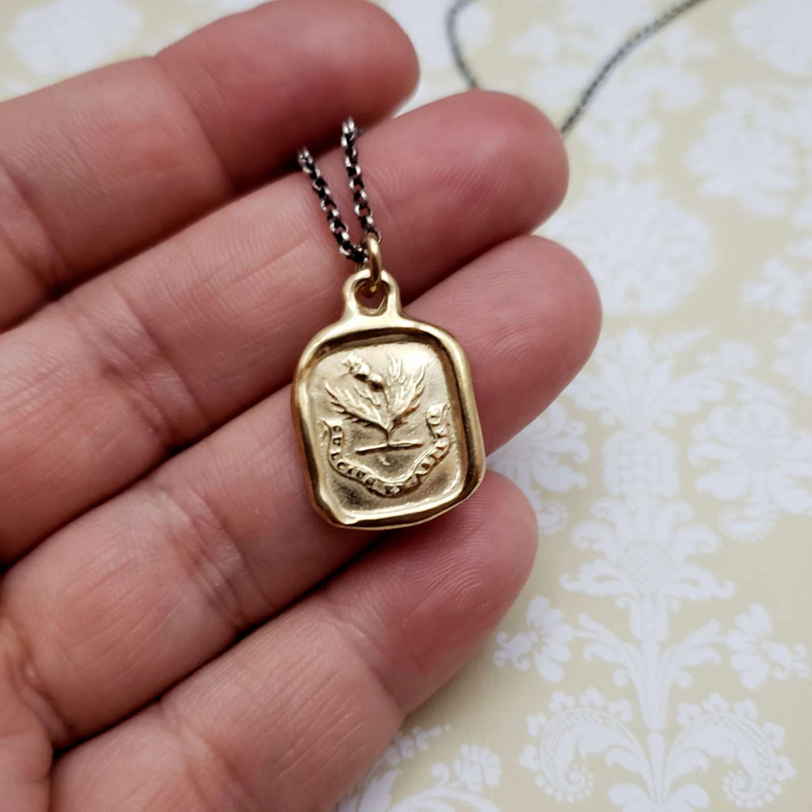Scottish Thistle in Gold Vermeil