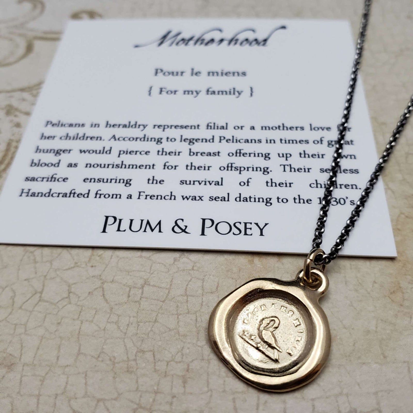 Motherhood Wax Seal pendant in Gold Vermeil