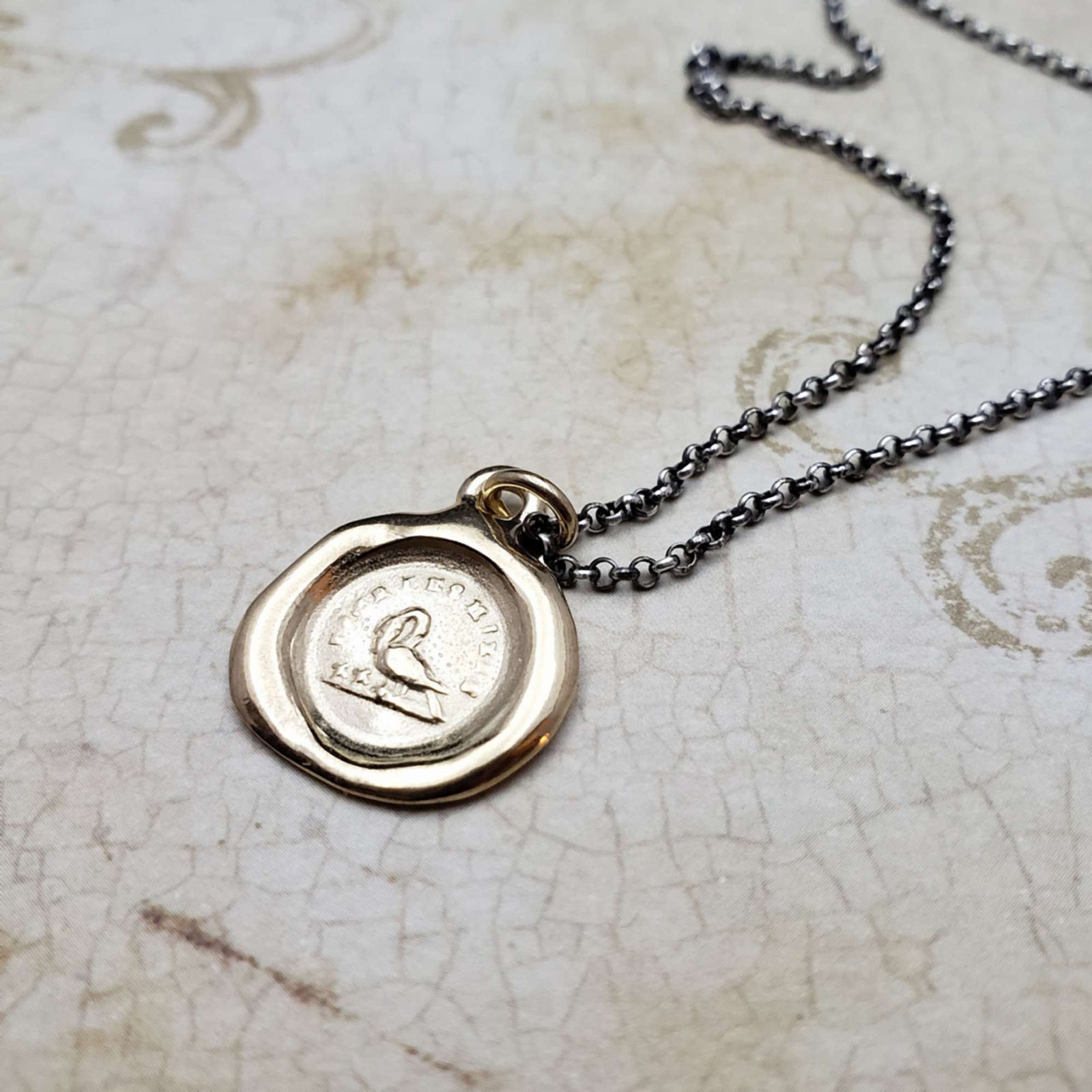 Motherhood Wax Seal pendant in Gold Vermeil