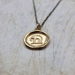 Elephant Wax Seal Pendant in Gold Vermeil