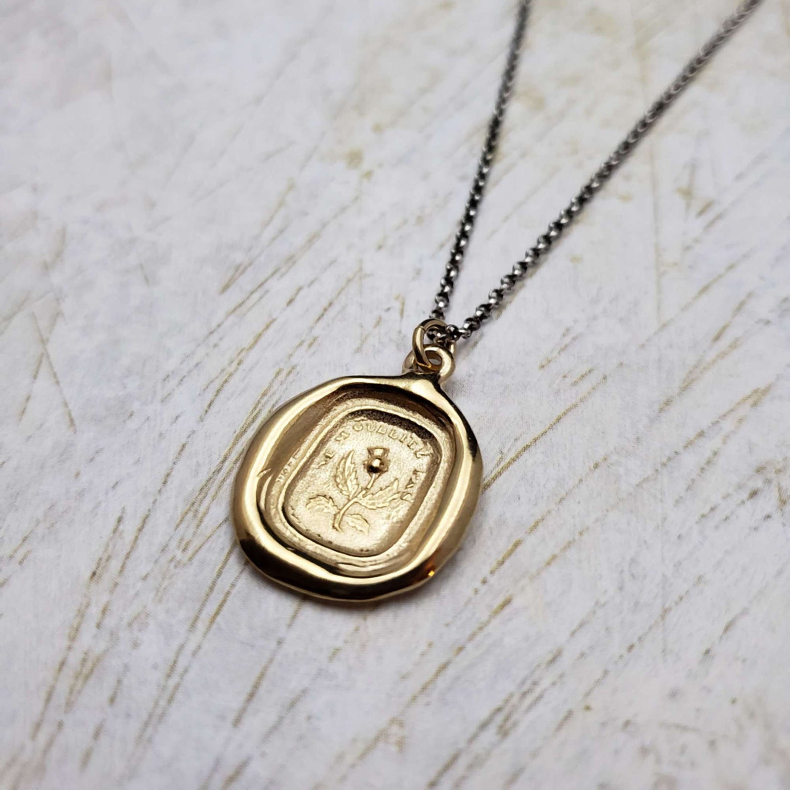Thistle - Do Not Forget Me in Gold Vermeil