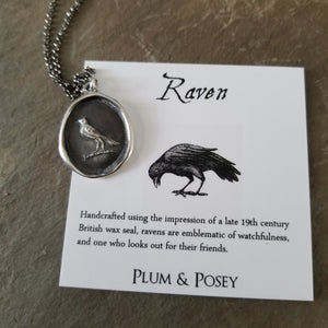 Nevermore Raven Wax Seal Pendant in Bronze