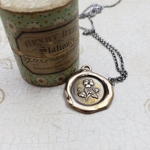 Pansy Necklace - Forget me not in bronze