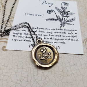 Pansy Necklace - Forget me not in bronze