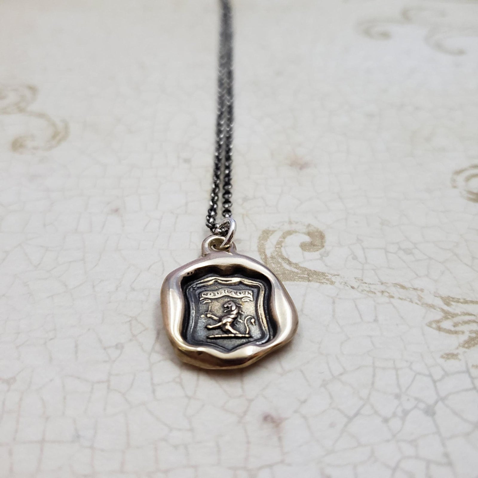 Courage - Lion Rampant Pendant in Bronze