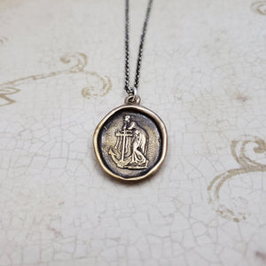 Hope and Faith - Lady of the Sea and anchor necklace in Bronze