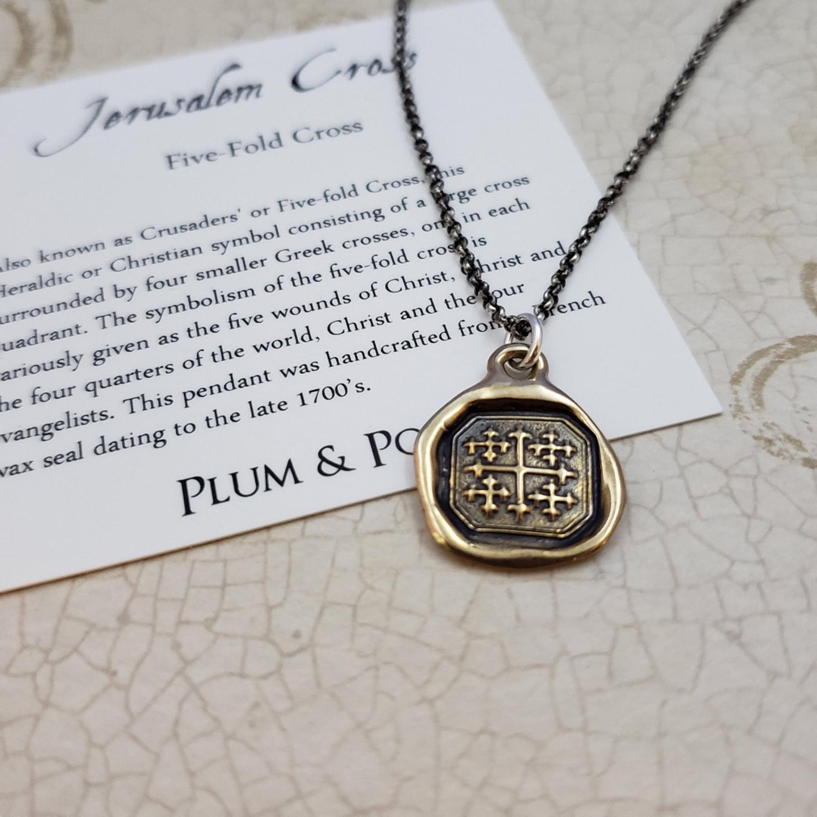 Jerusalem Cross Necklace in Bronze