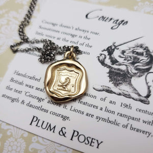 Courage Lion Rampant Necklace in Gold Vermeil