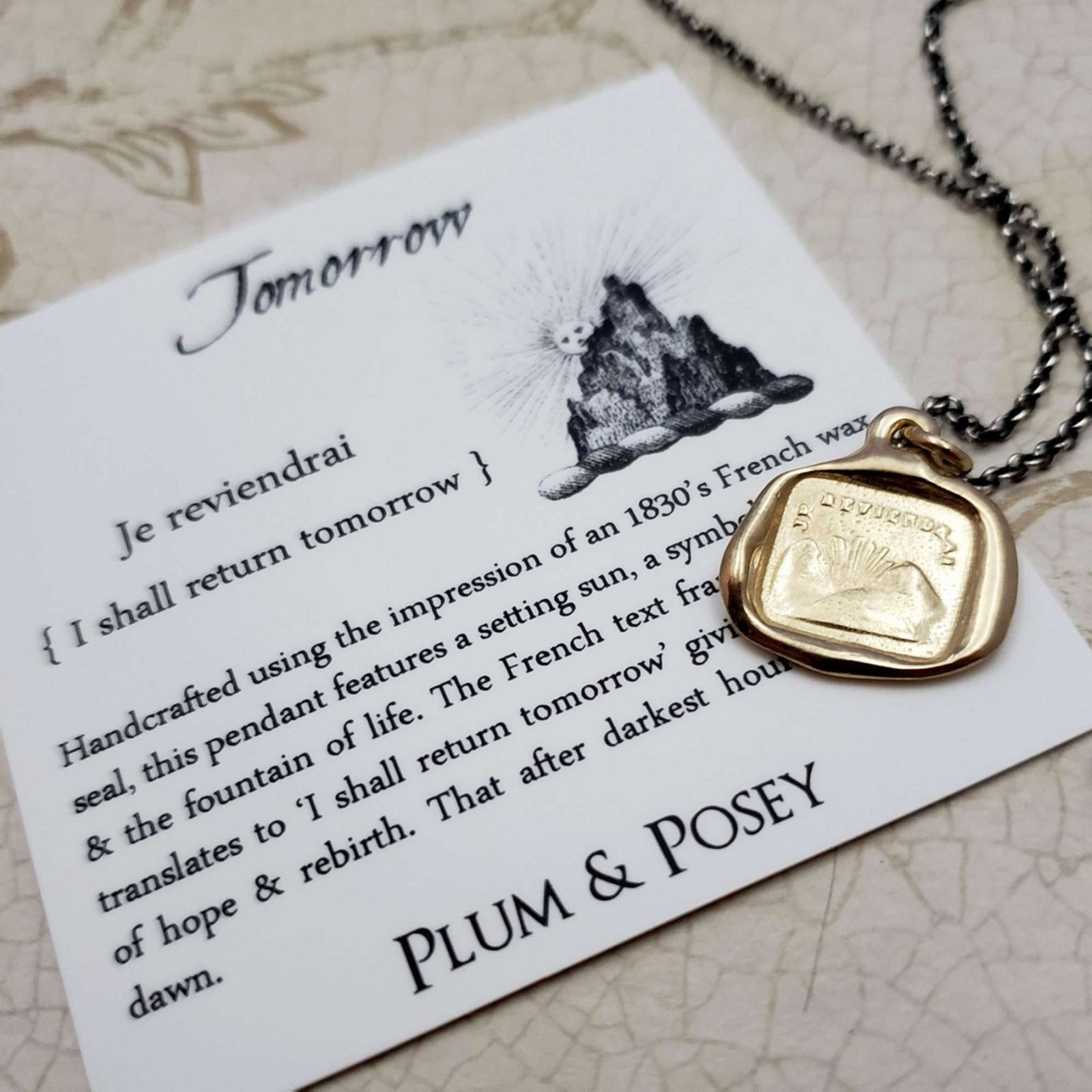 Rainbow - I Will Return Tomorrow Wax Seal necklace in Gold Vermeil