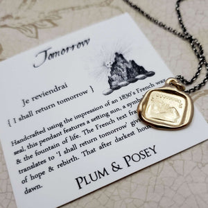 Rainbow - I Will Return Tomorrow Wax Seal necklace in Gold Vermeil