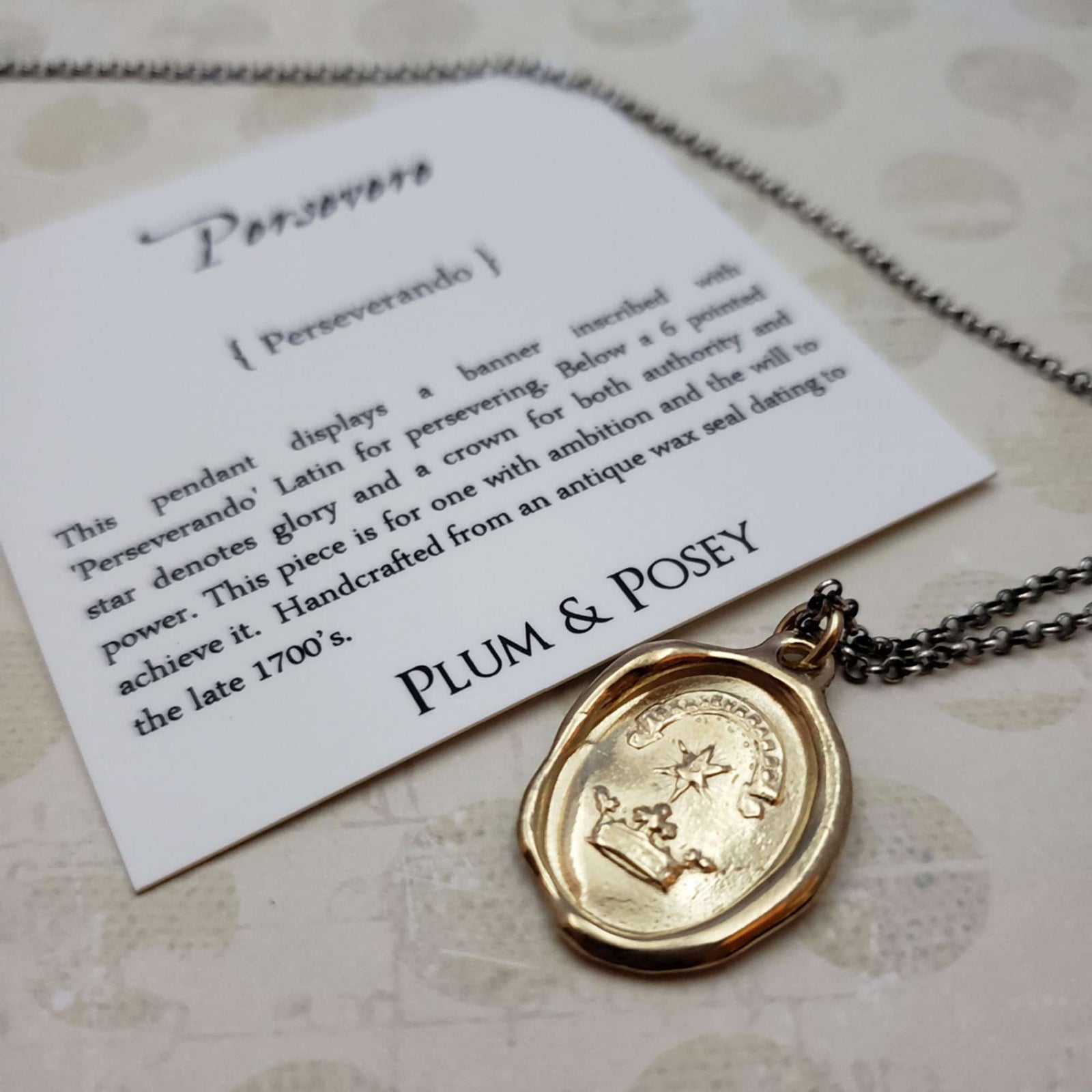 Star and Crown Wax Seal Necklace in Gold Vermeil