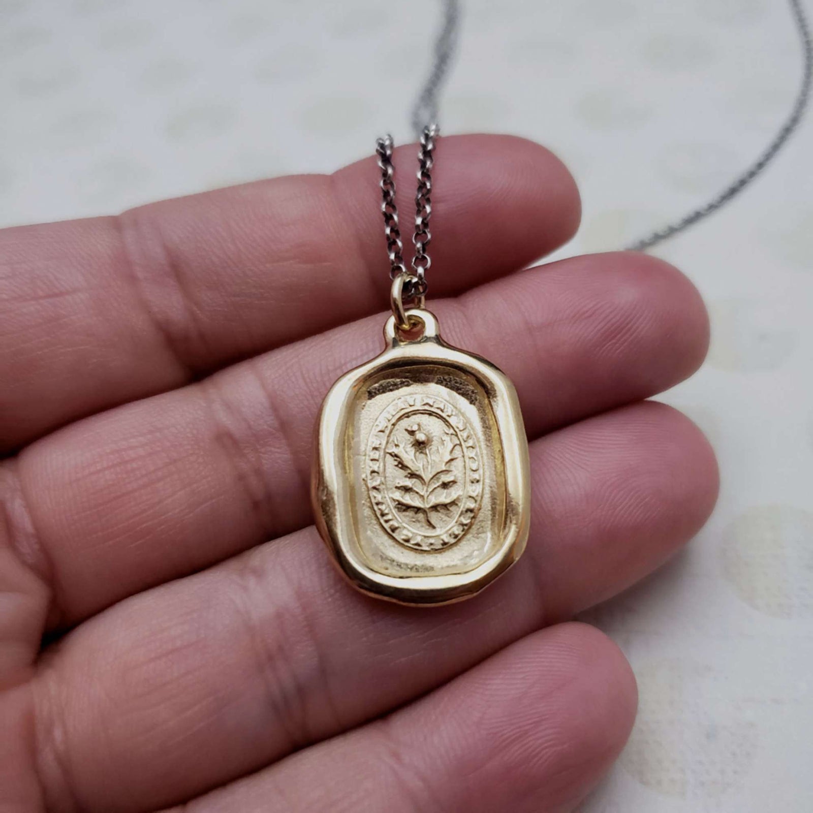 Thistle - 'Believe in yourself' in Gold Vermeil