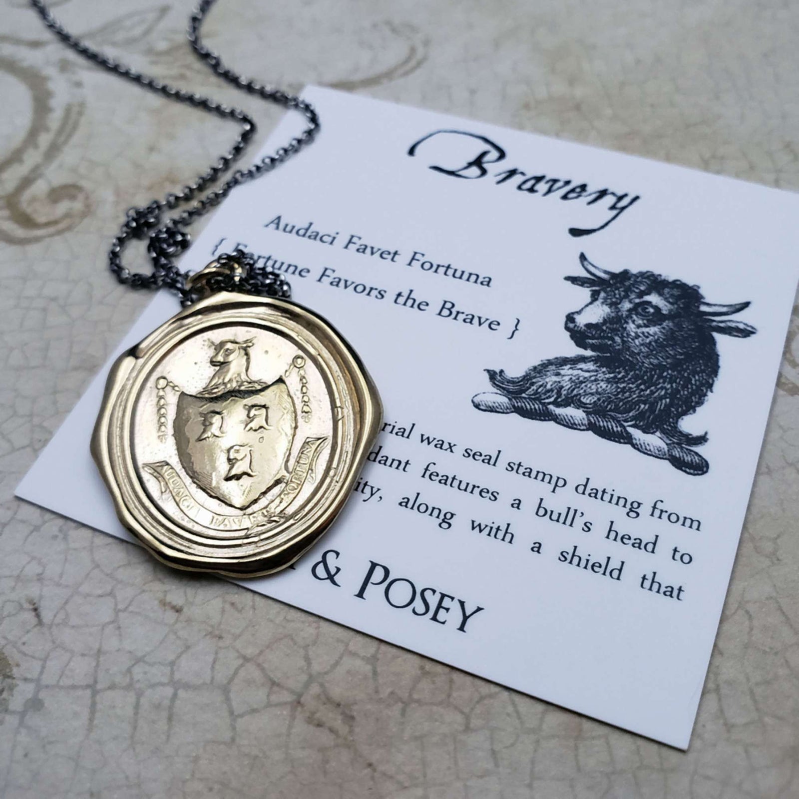 Fortune Favors the Brave Necklace in Gold Vermeil