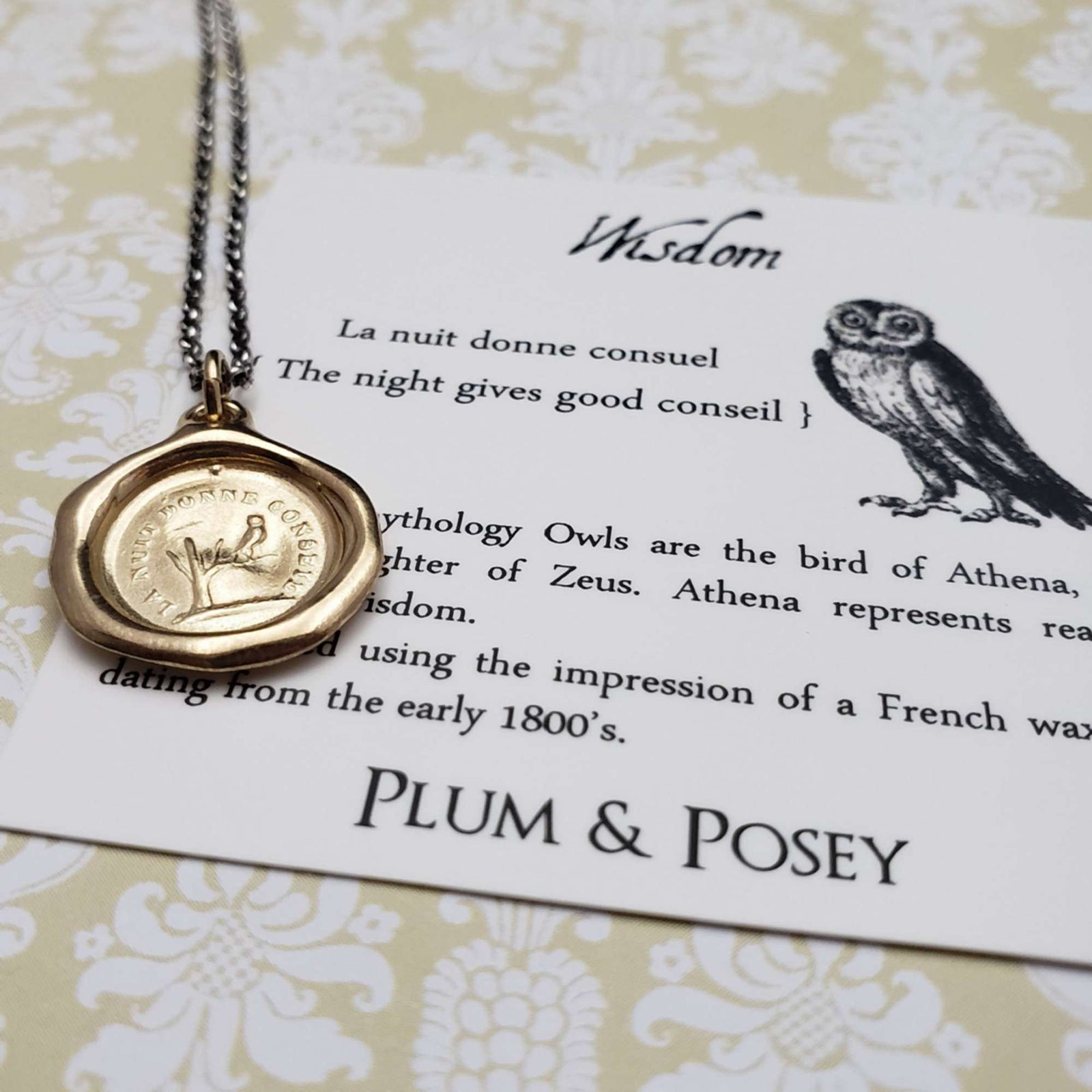 Owl - The night is full of wisdom in Gold Vermeil