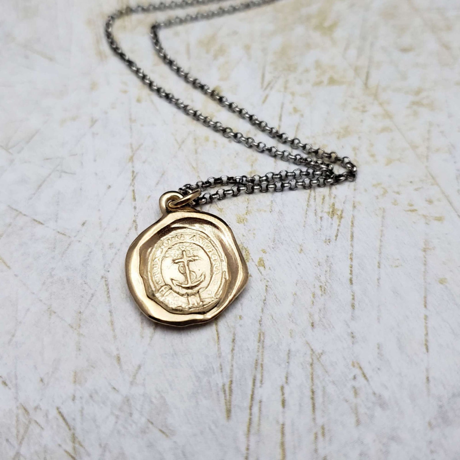 Anchored Cross Necklace in Gold Vermeil
