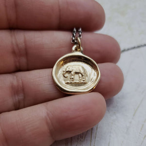 Elephant Wax Seal Pendant in Gold Vermeil