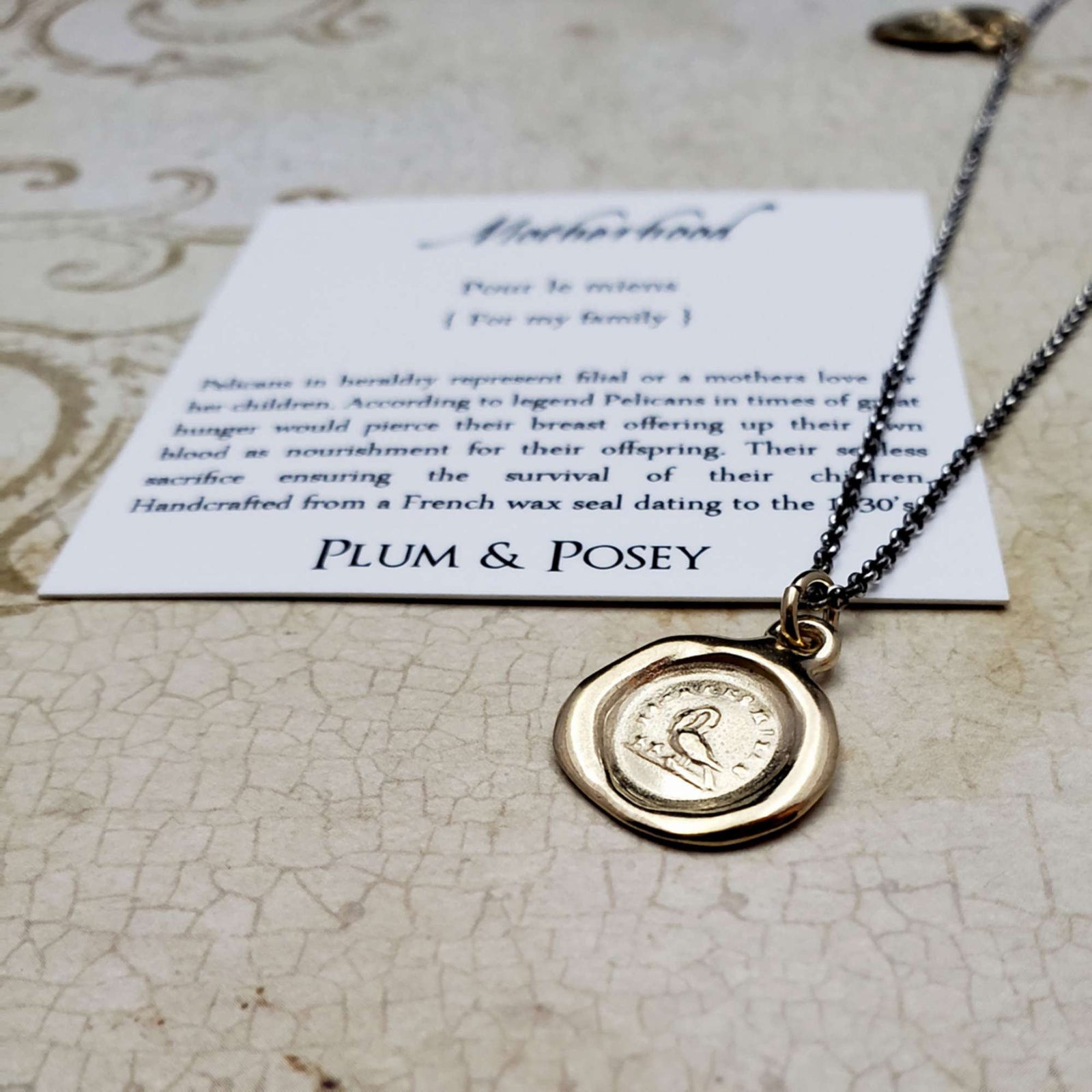 Motherhood Wax Seal pendant in Gold Vermeil