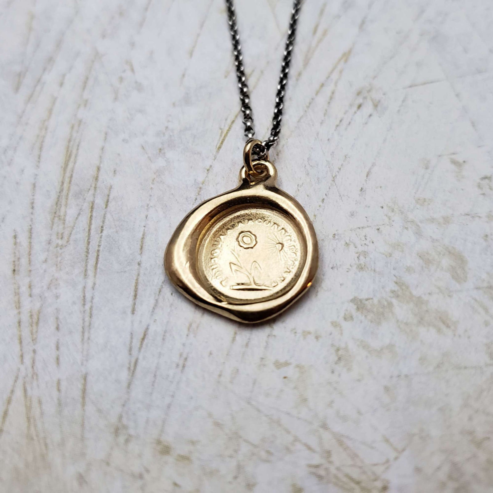Gratitude Sunflower in Gold Vermeil