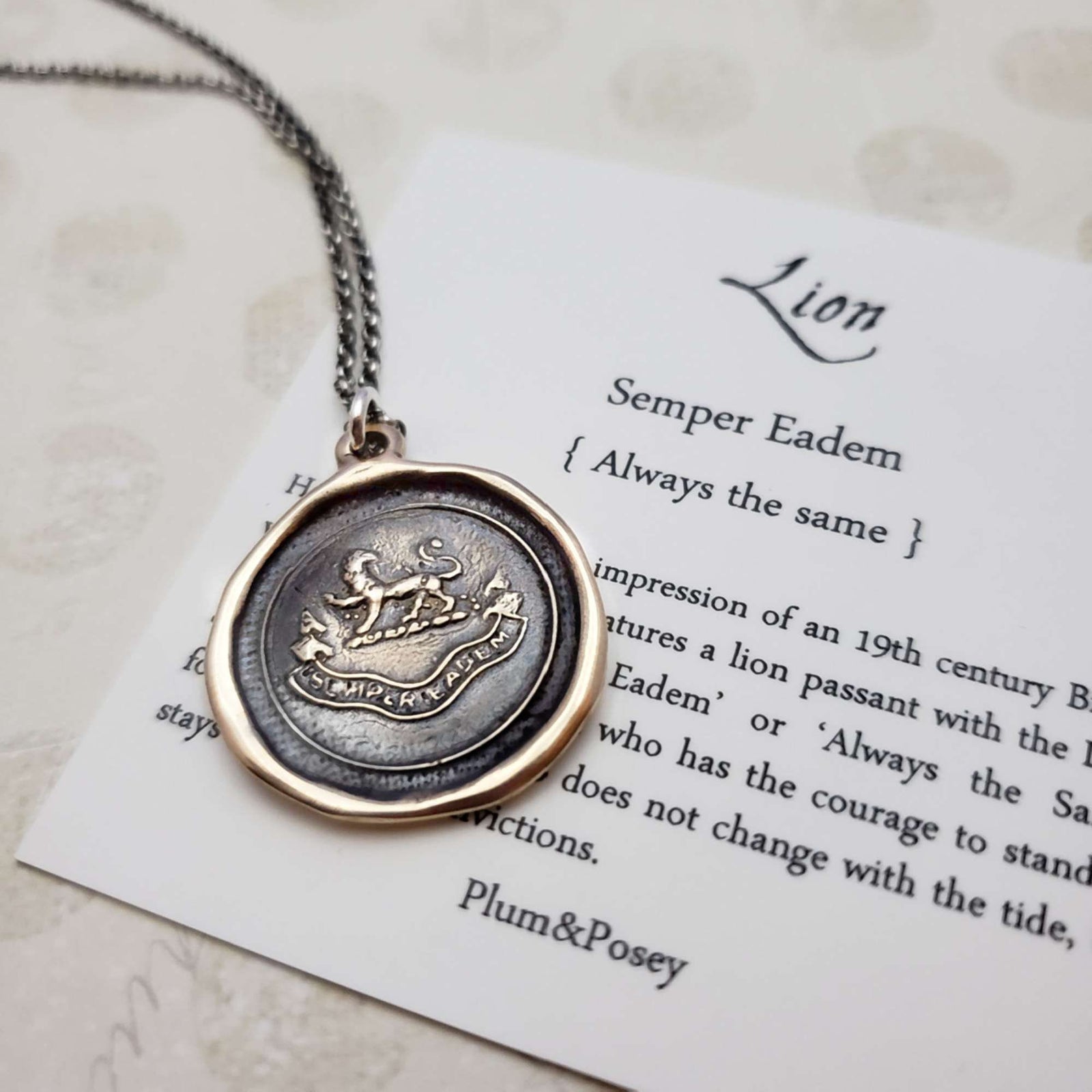Lion Semper Eadem - Latin 'Always the Same' in bronze