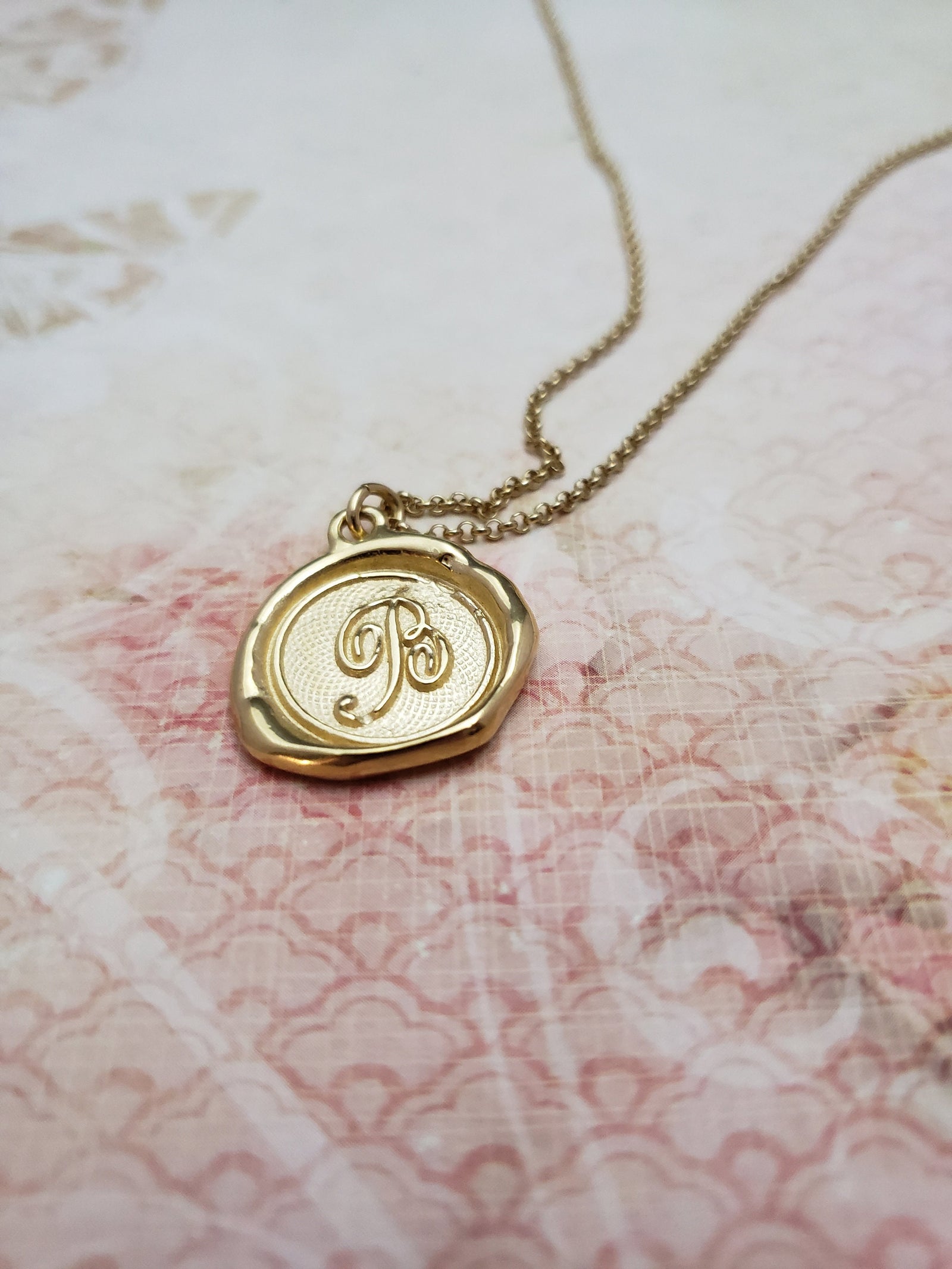 Letter B in gold vermeil