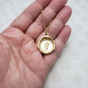 Letter P in gold vermeil
