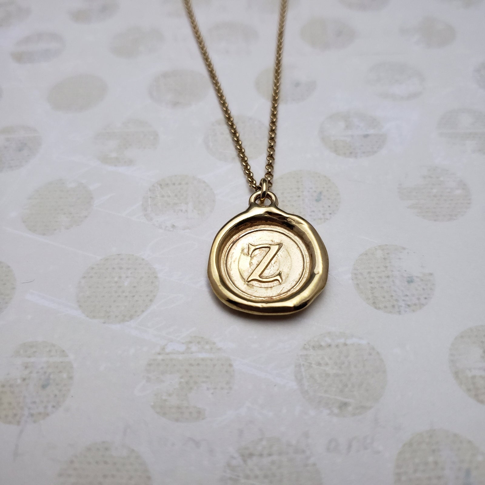 Letter Z in gold vermeil
