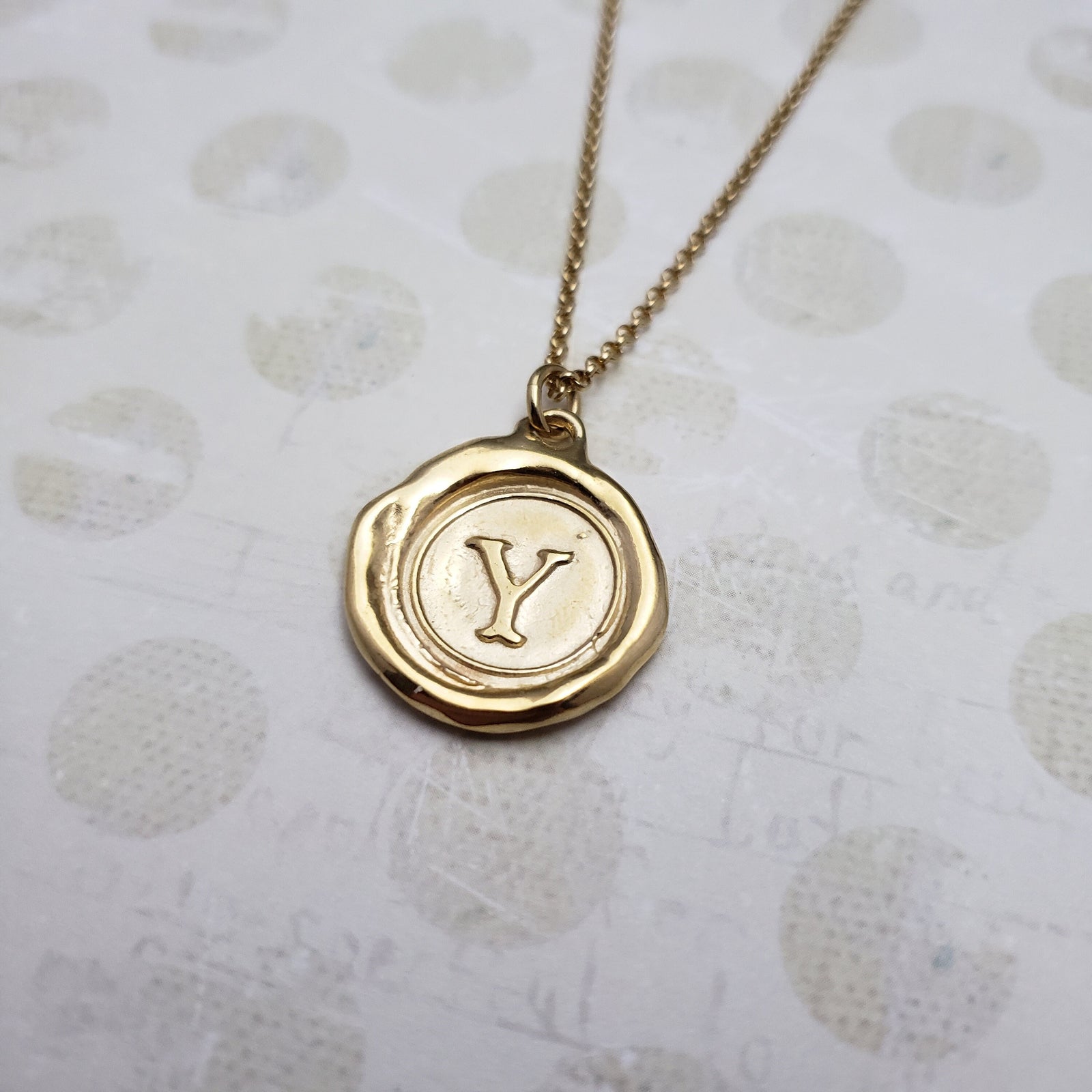 Letter Y in gold vermeil