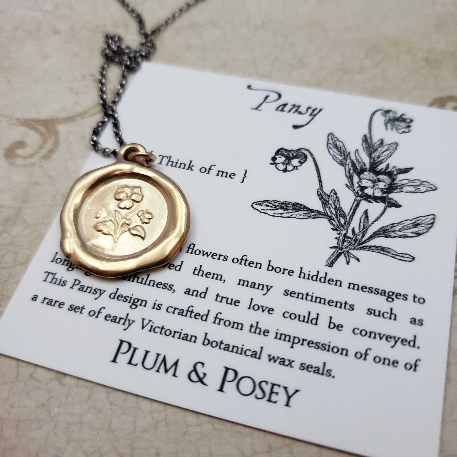 Pansy - Think of Me in Gold Vermeil