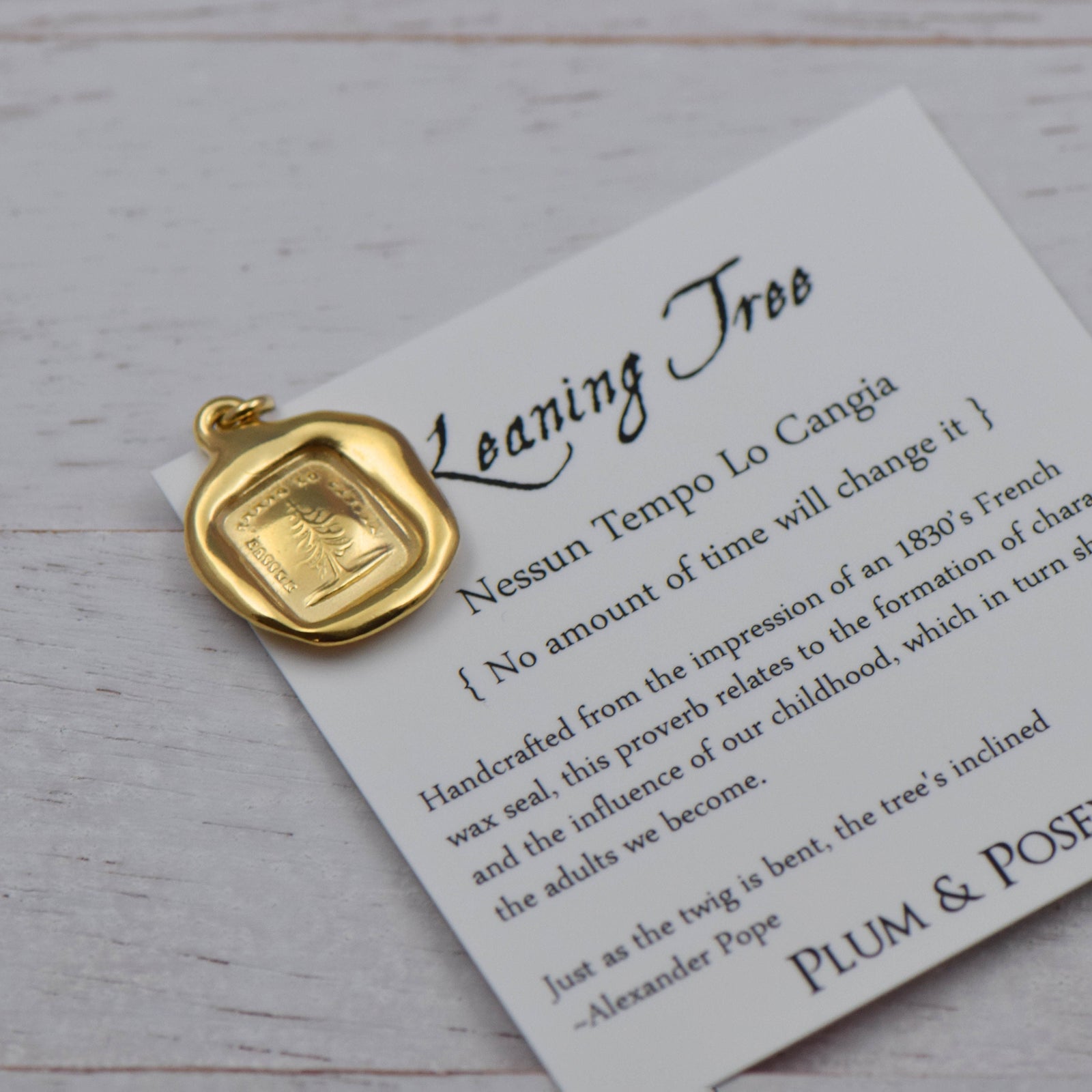Leaning Tree - No amount of time will change it in gold vermeil