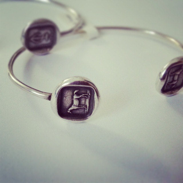 Skull Wax Seal Cuff Bangle Bracelet