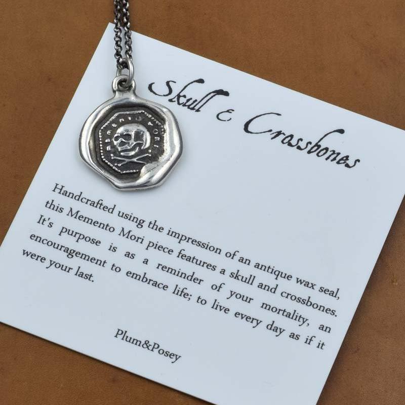 Skull & Crossbone Necklace - Memento Mori Wax Seal Skull Necklace