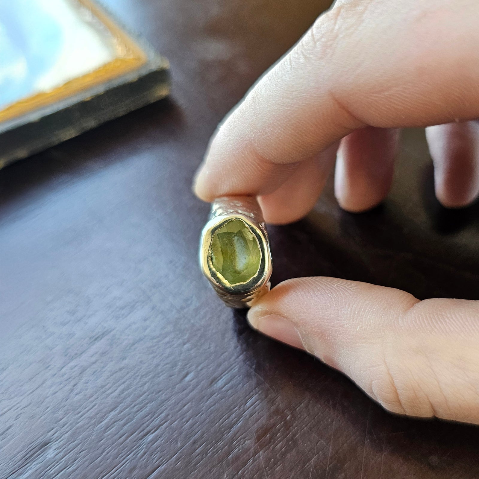 Fairytale Ring with Green Sapphire, Sterling Silver, Size 8