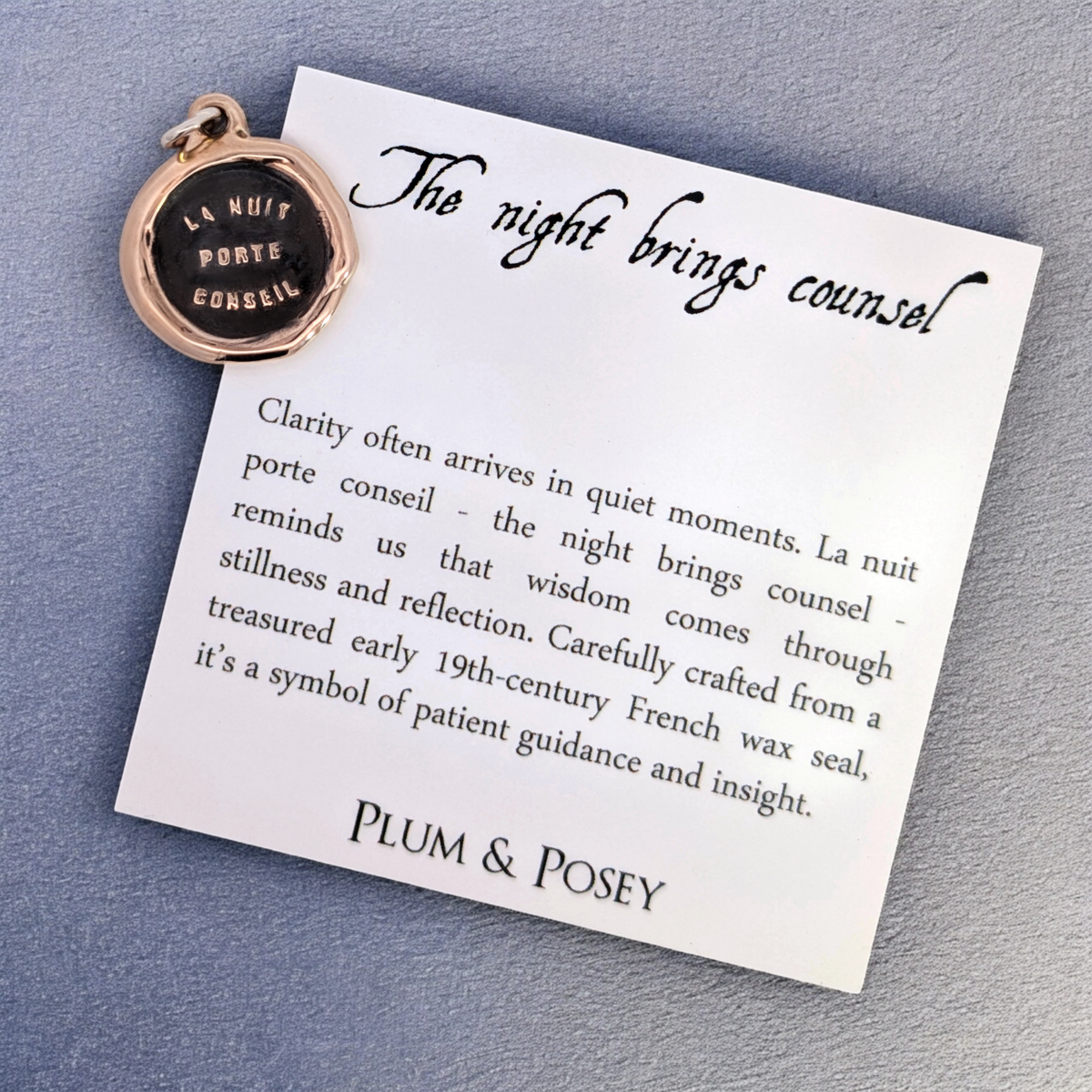 The Night Brings Counsel - Bronze Wax Seal Pendant