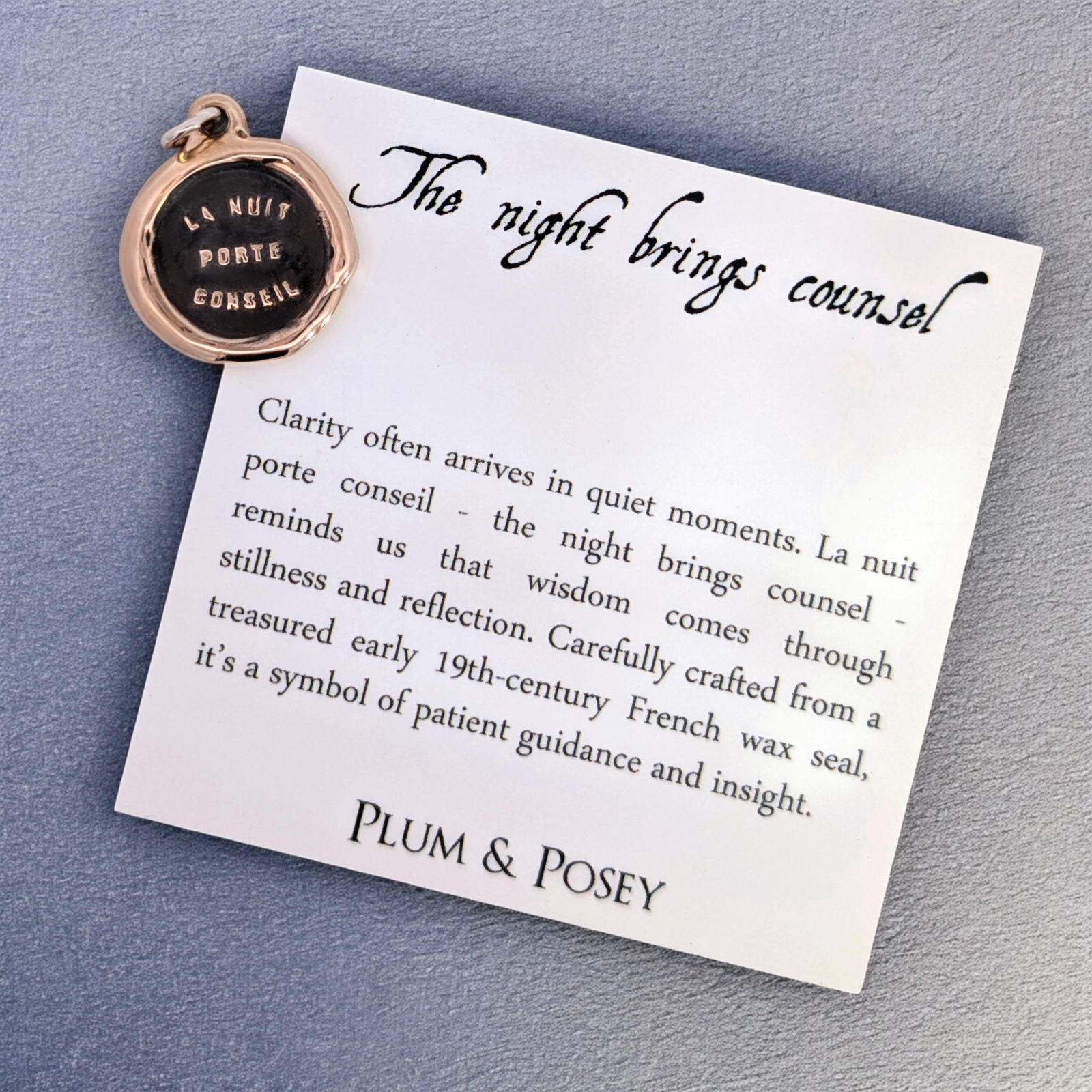 The Night Brings Counsel - Bronze Wax Seal Pendant