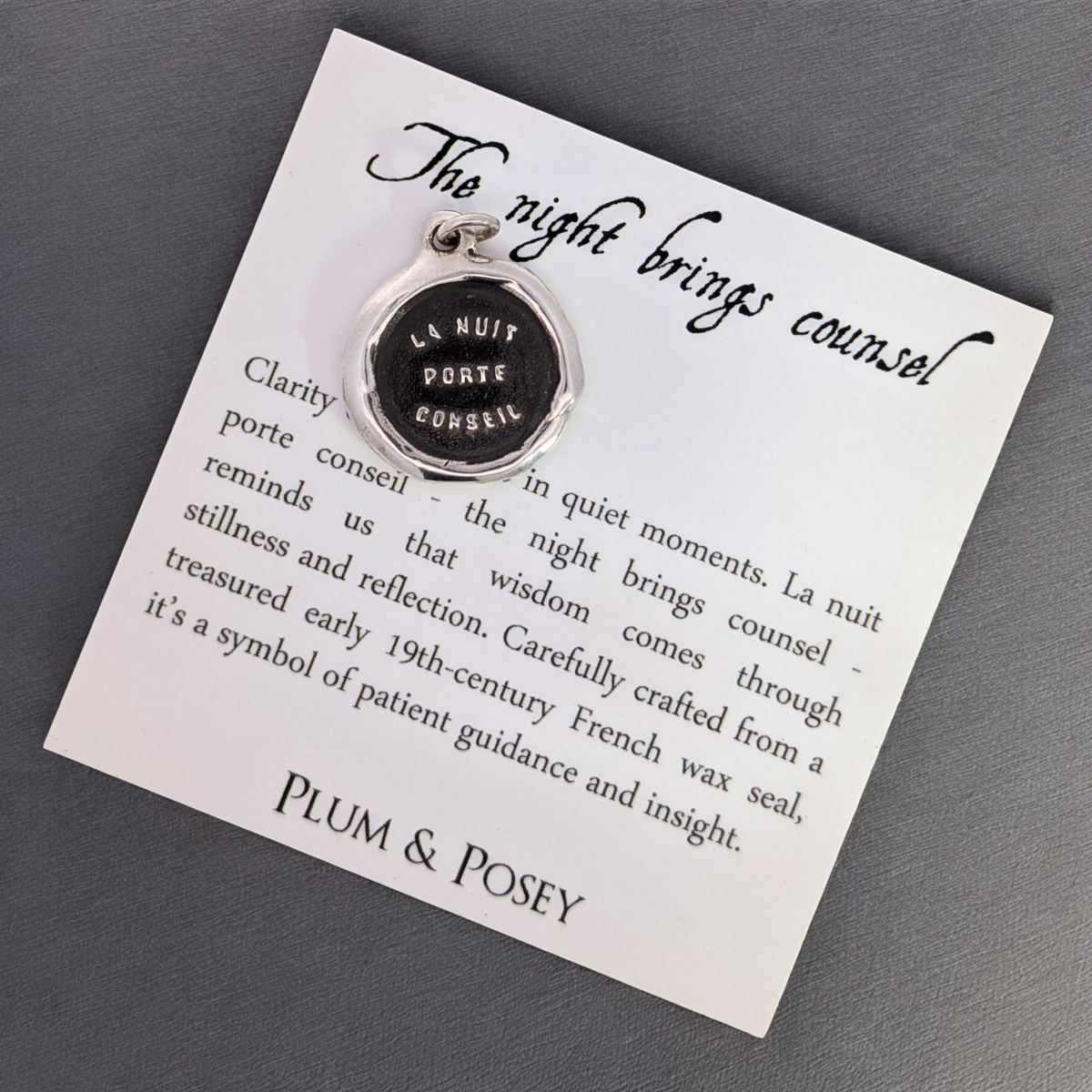 The Night Brings Counsel - Silver Wax Seal Pendant