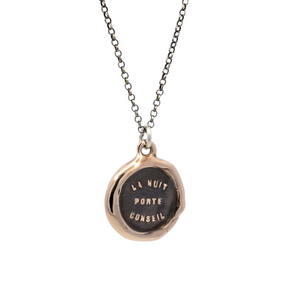 The Night Brings Counsel - Bronze Wax Seal Pendant