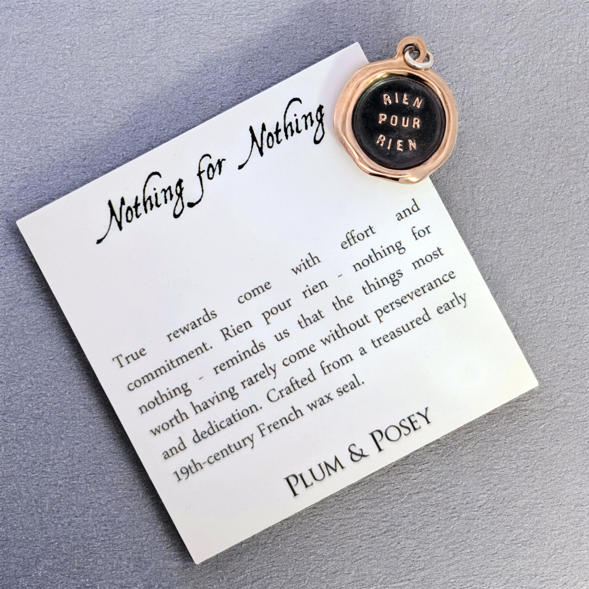 Nothing for Nothing - Bronze Wax Seal Pendant