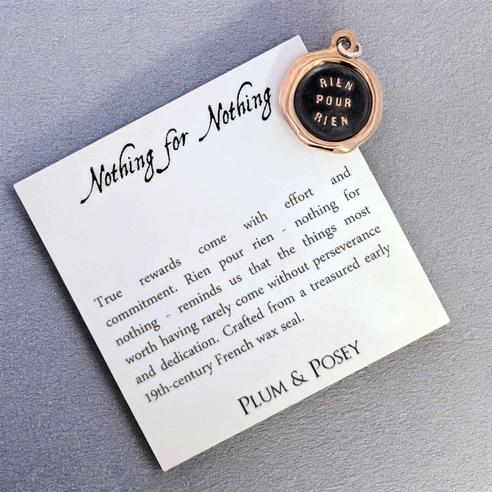 Nothing for Nothing - Bronze Wax Seal Pendant