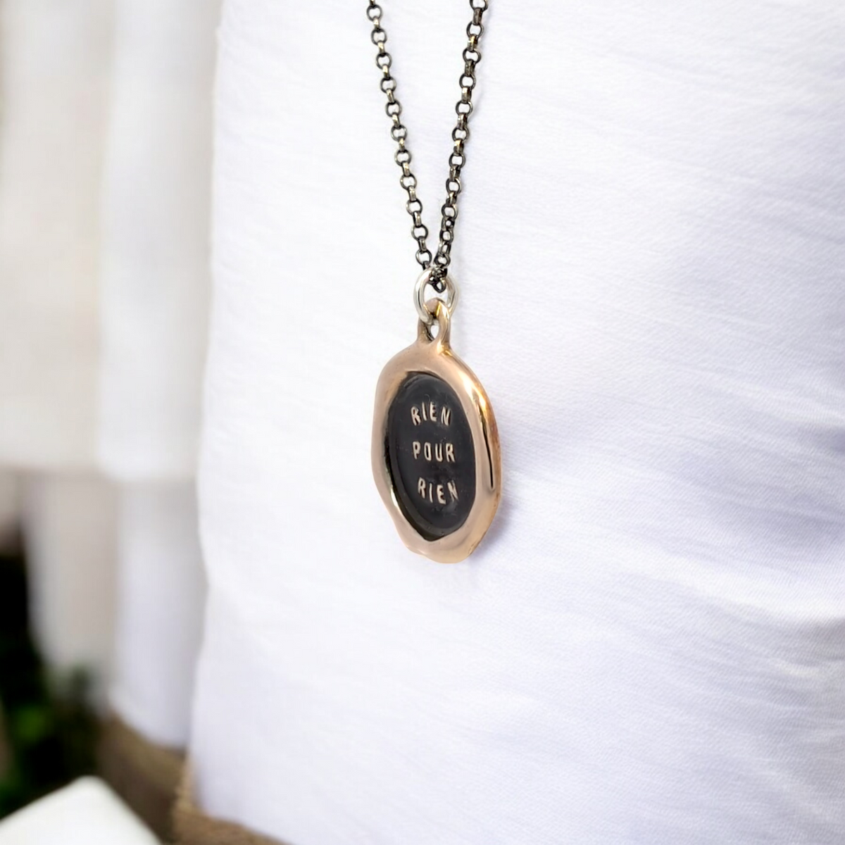 Nothing for Nothing - Bronze Wax Seal Pendant