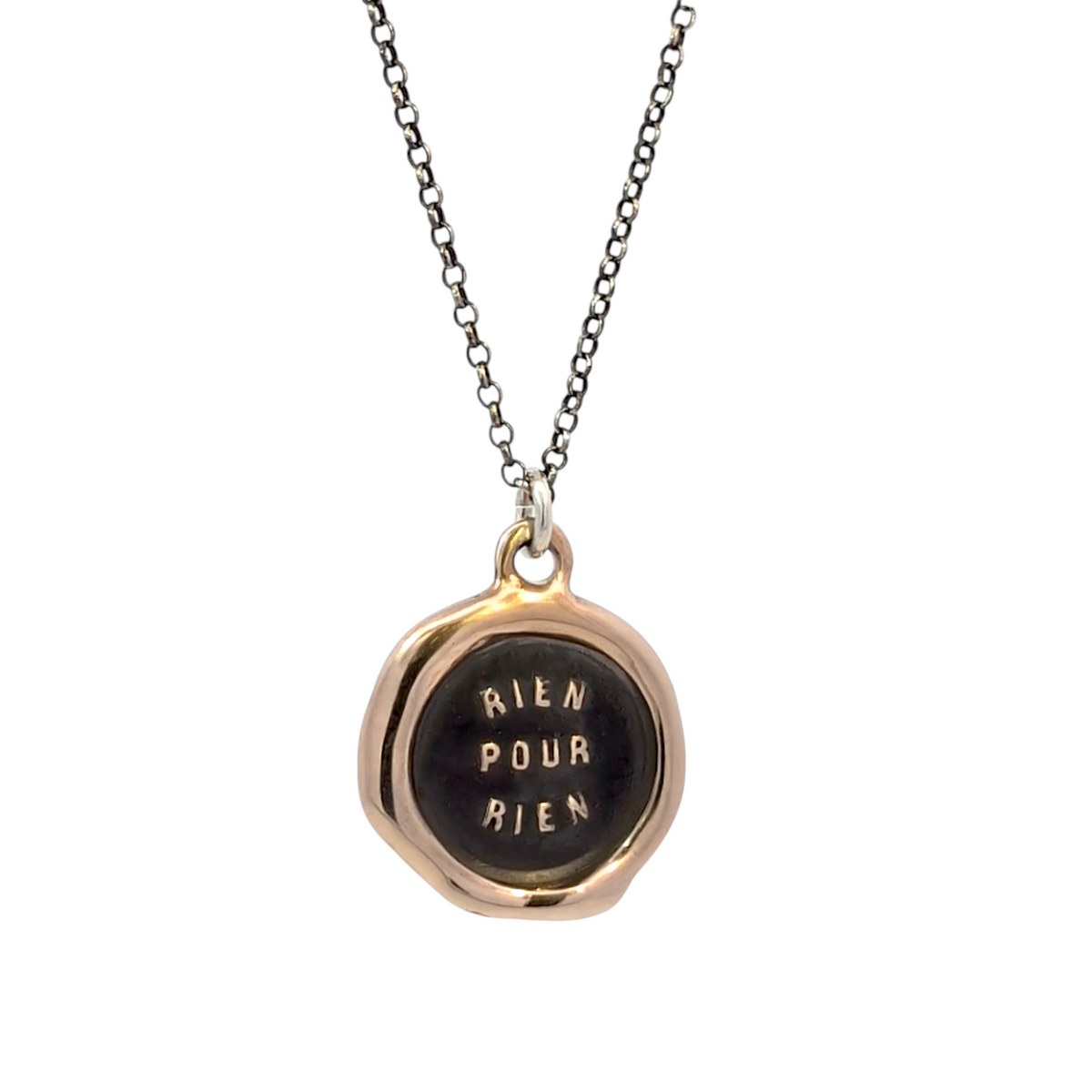 Nothing for Nothing - Bronze Wax Seal Pendant