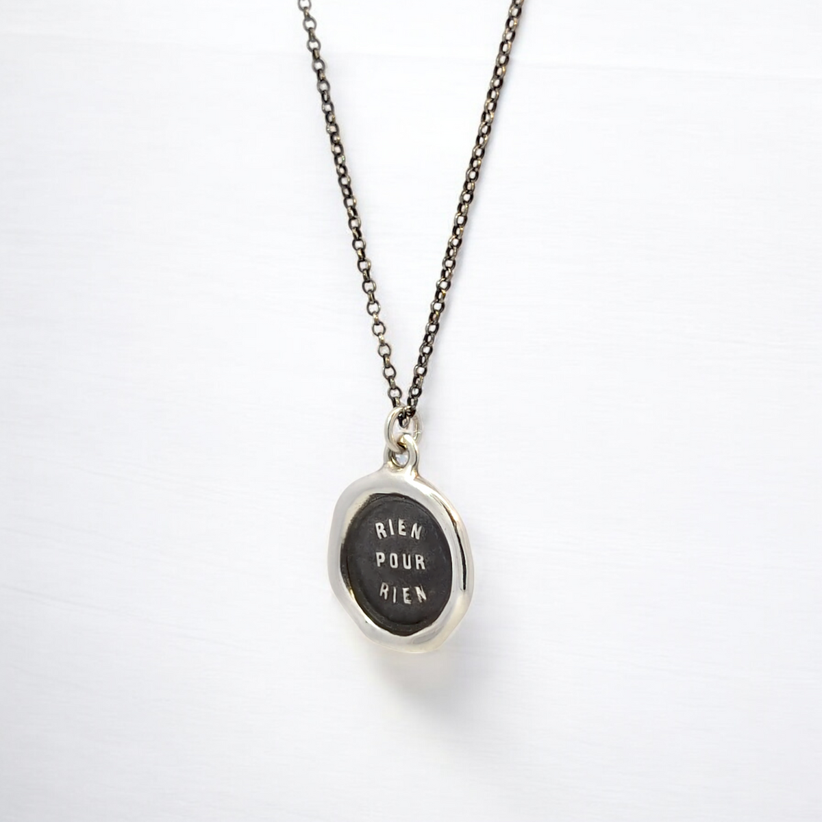 Nothing for Nothing - Silver Wax Seal Pendant