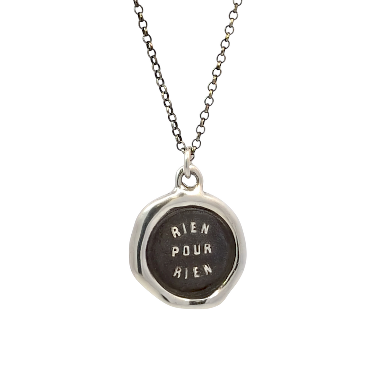 Nothing for Nothing - Silver Wax Seal Pendant